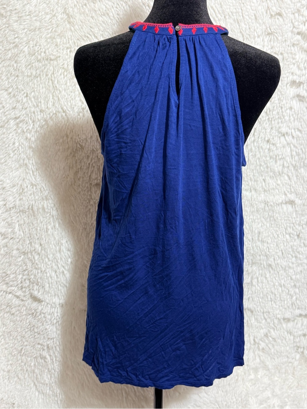 LOFT Blue Halter Tank with Red Embroidery - Picture 3 of 6